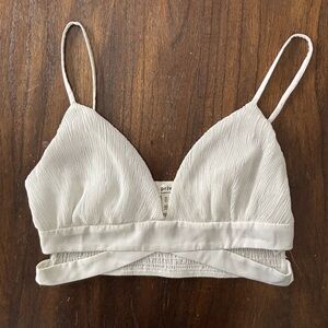 Privy White Textured Cropped Tank